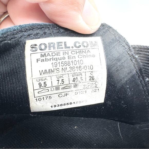 Sorel Evie Pull-On Wedge Bootie Black Leather/Suede Size 9.5 Outdoor Gorpcore - Picture 12 of 12